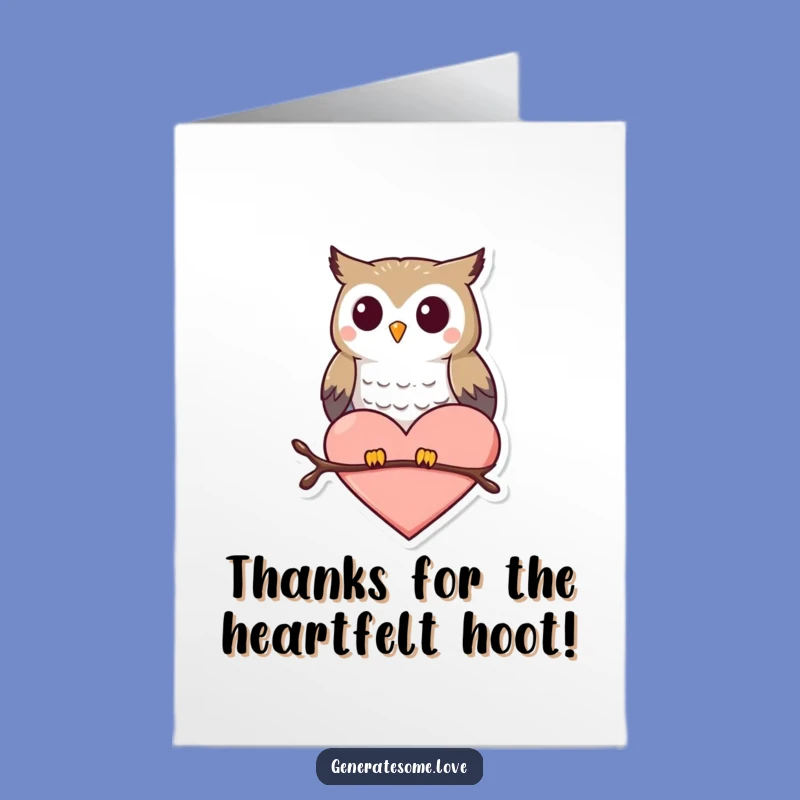 Funny Free Printable Thank You Card: Owl's Heartfelt Thanks Downloadable