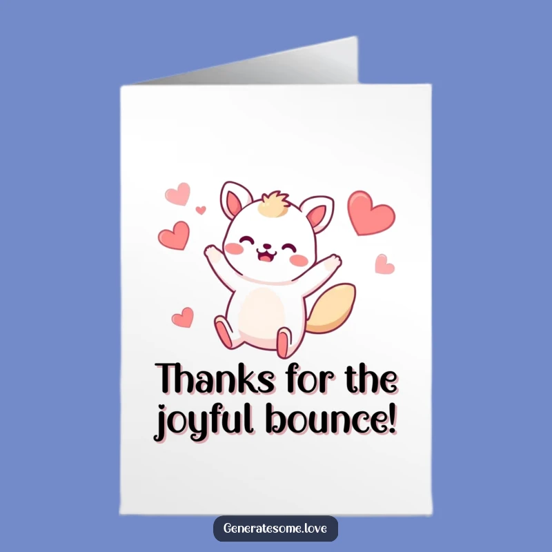 Free Printable Thank You Card, Whimsical Animal Jump, Funny Downloadable Gift for Gratitude