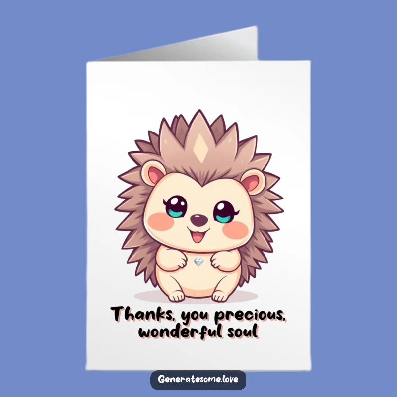 Free Printable Hedgehog Thank You Card: Sparkling Gem of Gratitude for You