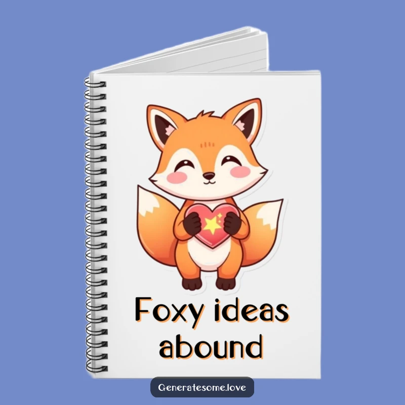 Funny Fox Sparkle Heart Notebook - Journal For Your Magical Ideas