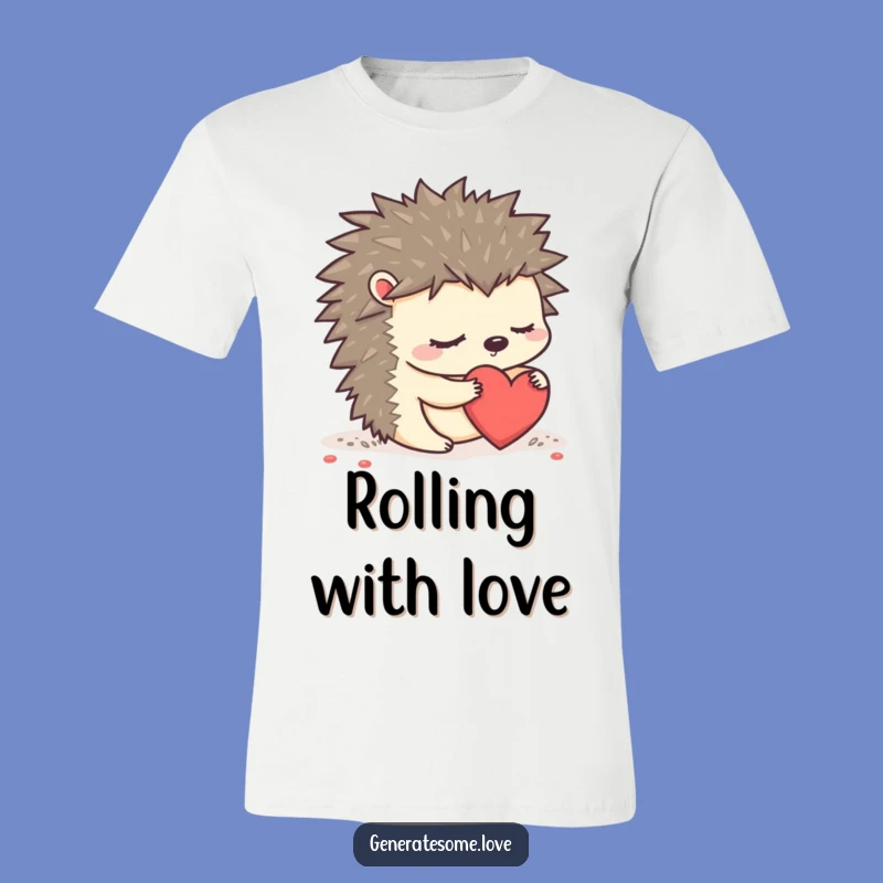 Funny Sleepy Hedgehog T-Shirt - Adorable Cute Character Rolling Heart Gift