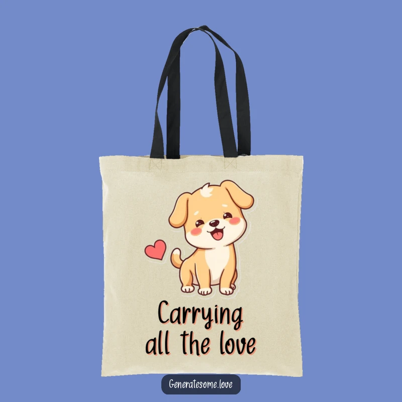 Funny Dog Heart Tote Bag: Carry Your Essentials with This Cheerful Pup