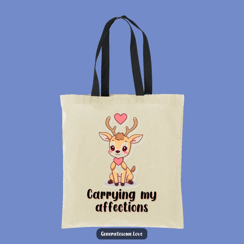 Funny Deer Heart Tote Bag: Antler Gift, Carry Love Everywhere