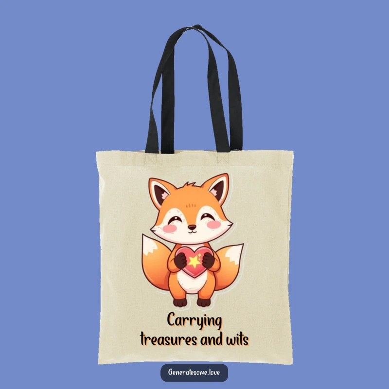 Funny Fox Sparkle Heart Tote Bag - Carry Magic Everywhere