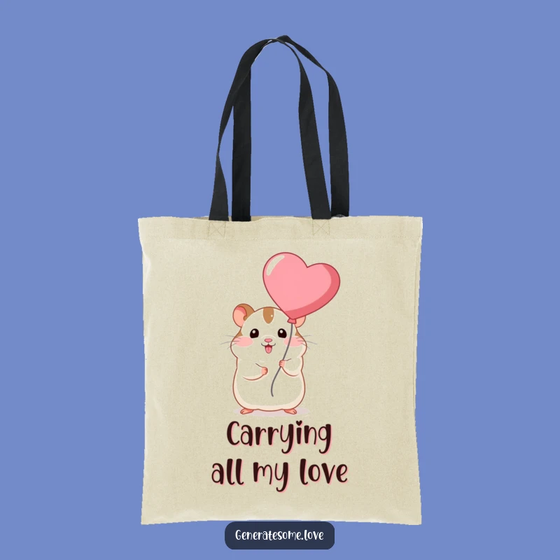 Funny Chubby Hamster Heart Balloon Tote Bag: Carry Your Love Humorously