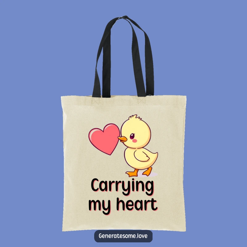 Funny Duckling Heart Tote Bag: Carry Your Love Story