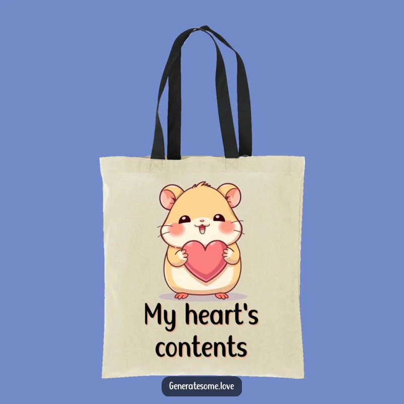 Funny Hamster Heart Tote Bag: Tiny Paws, Carry Your Love