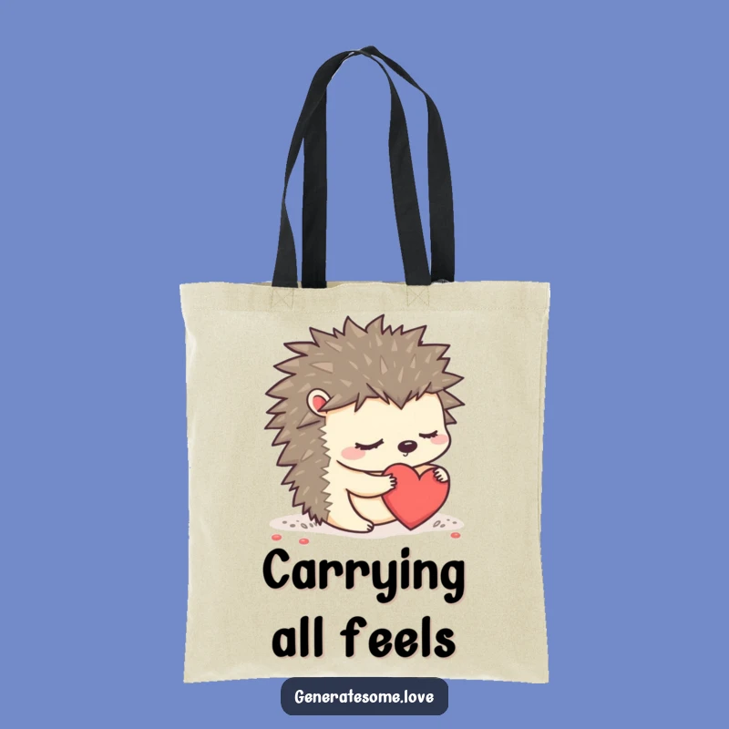 Funny Sleepy Hedgehog Tote Bag - Cute Heart Rolling Accessory Gift