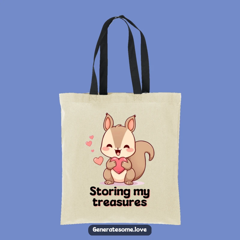 Funny Squirrel Heart Tote Bag: Carry Your Happy Treats