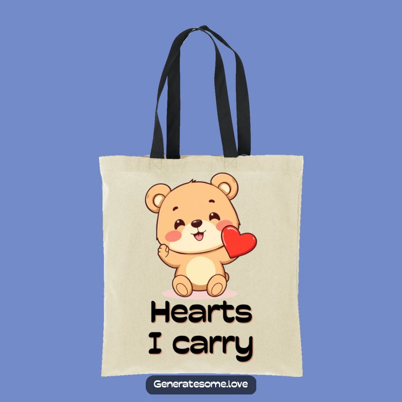 Funny Bear Cub Heart Tote Bag: Carry Affection and Cheerful Character Style